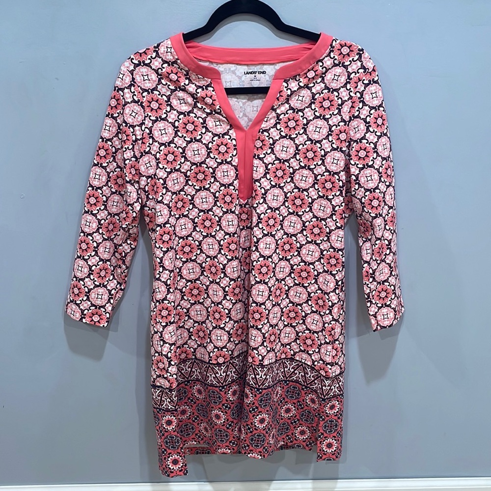 Lands' End Pink Coral Printed Women's Swim Coverup